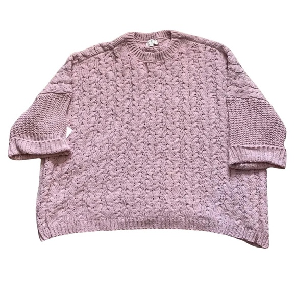 Dress Up Shop Umgee Women’s Short Sleeve Pink Knit Oversized Sweater Size Small - Picture 1 of 11